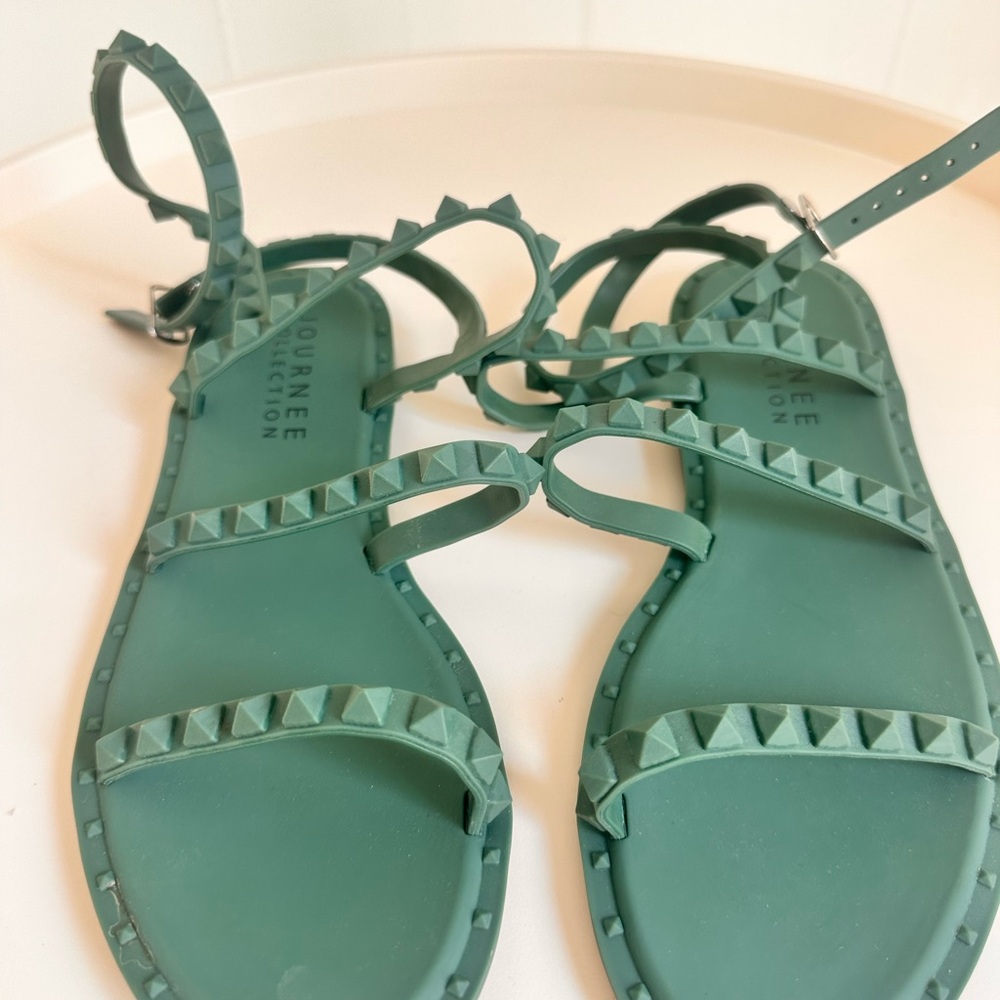 Light Green Rock Studded Sandals